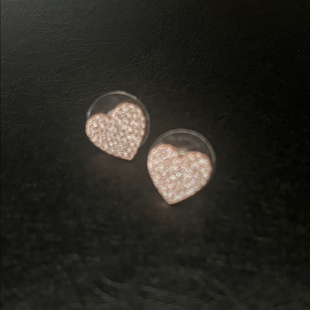 Kate Spade Yours Truly Pave Heart Stud Rose Gold Earrings. NWOT - Picture 4 of 5